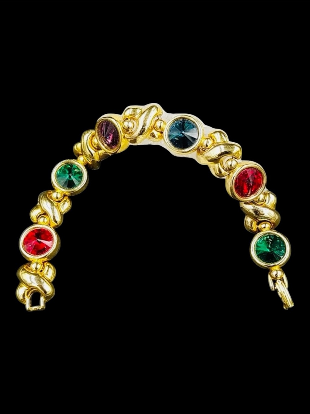 Vintage 1980s XO Jeweled Rivoli Rhinestone Bracelet